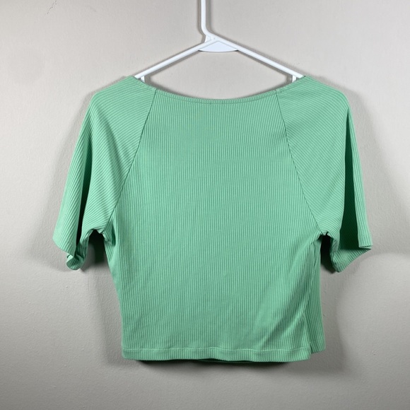 & Other Stories Ribbed Crop Wrap Top in Mint - Picture 3 of 6